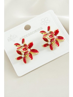 Bijuteri Net Çiçek Mineli Küpe
