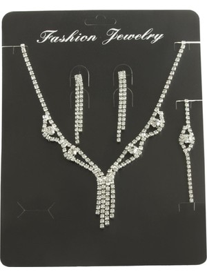 Bijuteri Net Sallantılı Taşlı Set Kolye
