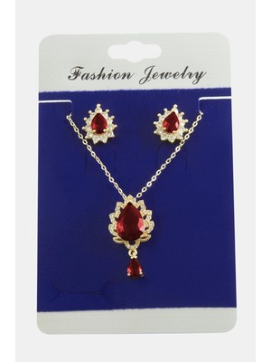 Bijuteri Net Oval Zirkon Taşlı Set Kolye