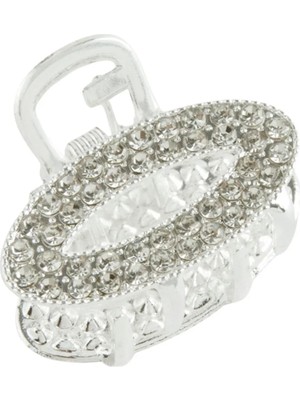 Bijuteri Net Oval Taşlı Minik Metal Mandal Toka 2 cm