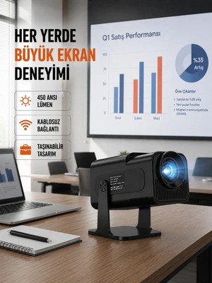 Azrlya Wifi6 ve Bluetooth 5.4 Destekli LED Projektör - HCS350PRO Yeni Nesil