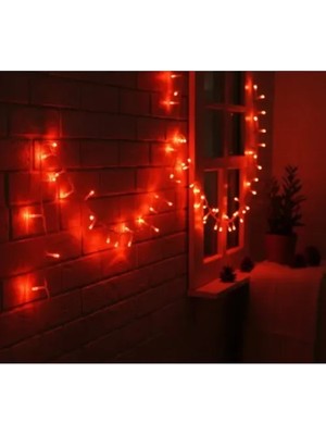 10M 100 LED Damla Uçlu Kırmızı Işık Şeffaf Kablo Nemere