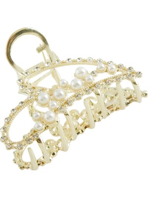 Bijuteri Net Kalp Taşlı Metal Mandal Toka 6 cm