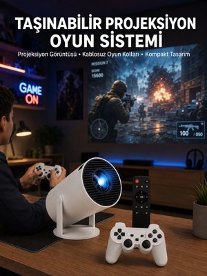 Azrlya Oyun Konsolu Uyumlu Kablosuz Projeksiyon Cihazı Ev Sinema Deneyimi Yeni Nesil