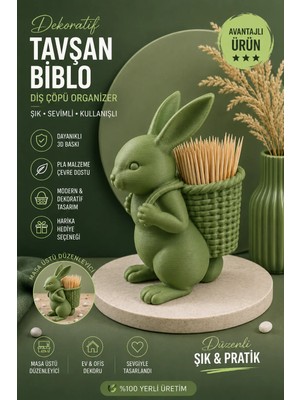 OGNAMI3D Dekoratif Tavşan Kürdanlık - 3D Baskı Masaüstü Organizer