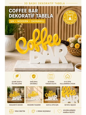Ognami Coffee Bar Dekoratif Masaüstü Tabela | 3D Baskı Modern Kafe ve Mutfak Dekoru
