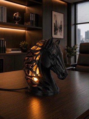 3DLAB At Figürlü 3D Baskı Masa Lambası – Modern Dekoratif LED Aydınlatma, Ev, Ofis ve Hediyelik Dekor Ürünü