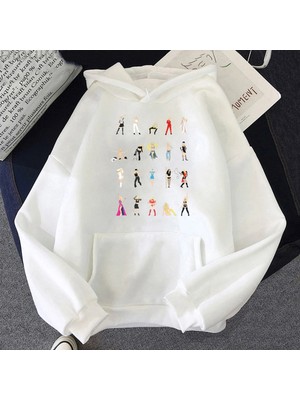 Tarzsokak Beyaz Unisex Britney Spears Resimli Hoodie Klasik Stil Tasarım Pop Müzik Ödülleri Kadınla
