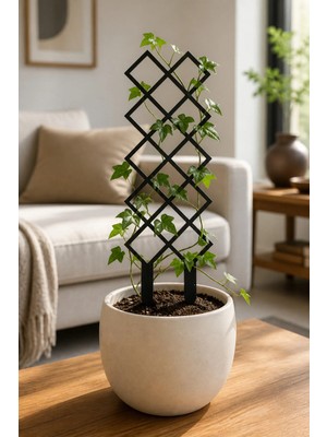 Arlia Design Arliadesign Kare Desenli Saksı Bitki Destek Çubuğu 10 × 40 cm Siyah Mdf Sarmaşık Desteği Tekli
