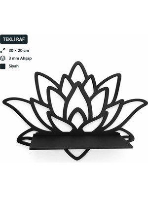 Arlia Design Arliadesign Lotus Çiçeği Figürlü Siyah Ahşap Duvar Dekoru 30X20 cm