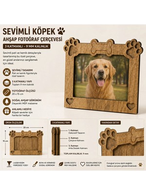Arlia Design Arliadesign Kişiye Özel Köpek Fotoğraf Çerçevesi Ahşap 20X15 cm | Evcil Hayvan Fotoğraf Çerçevesi | Patili Köpek Çerçevesi | Masa Üstü Dekor