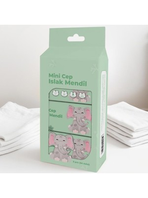1001 Cep Islak Mendil, Mini Paket, 8'li Set, Kokusuz, Doğal (Su Yeşili)
