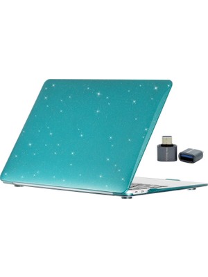 1001 MacBook Air M1 Kılıfı 13.3 Inç A2337 A2179 A1932 Uyumlu Şeffaf Simli Kristal Parlak Sert Kapak