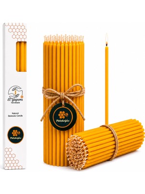 1001 15 Adet Sarı Balmumu Mum (Beeswax Candle) Ince Uzun Dilek Pasta Nişan Düğün Ritüel Mumu