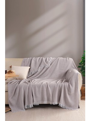 1001 Carden Organik Pamuklu Kaymaz Koltuk Örtüsü Desenli 200X230 cm Kanepe Çekyat Buldan Bezi Bej