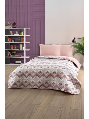 1001 Çift Kişilik Desenli Kapitone Çift Taraflı Renkli Pike Yatak Örtüsü Takımı 200X230 cm (Çar