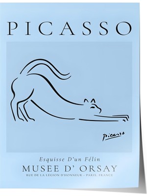 1001 Çerçevesiz Poster Mavi Çizgi Figür – Picasso Tarzı Ofis Dekoru Poster 101934, 15 x 21