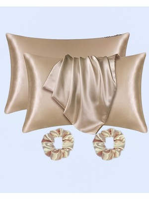 1001 Ipeksi Saten 50X70 cm Yastık Kılıfı 2 Adet, Kıvırcık Saçlar,dalgalı ve Düz Saçlar, Bordo
