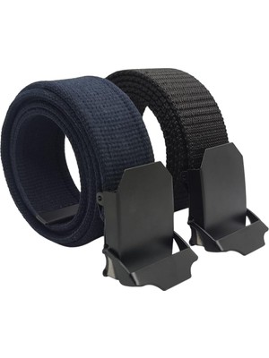 1001 2 Adet Erkek Kemer Lacivert ve Siyah Tactical Palaska Tarzı 4 cm