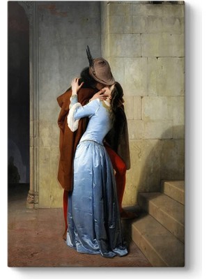 1001 Francesco Hayez - Öpücük Kanvas Tablo 60 x 90