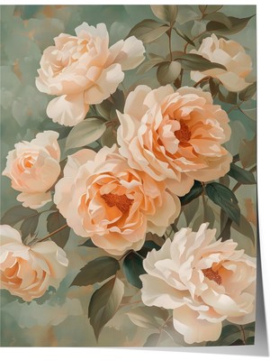 1001 Çerçevesiz Poster Somon Renkli Güller – Pastel Çiçekler Yatak Odası Dekoru Poster 106243, 50