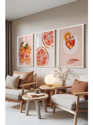 1001 Beyaz Çerçeveli 3’lü Tablo Seti Turuncu Meyveler – Summer Citrus Serisi Mutfak Set 30085, 10