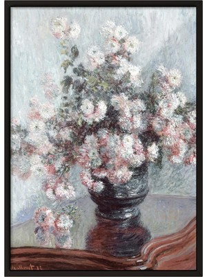 1001 Siyah Çerçeveli Duvar Tablosu Vazoda Çiçekler – Soft Pastel Salon Dekoru, 50 x 70