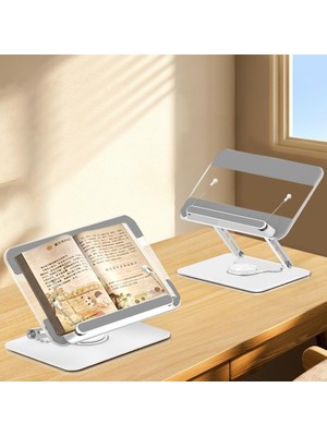 1001 Tablet ve Kitap Okuma Standı – 360° Döner Ayarlanabilir Katlanabilir Masaüstü Tutucu, Ergonom