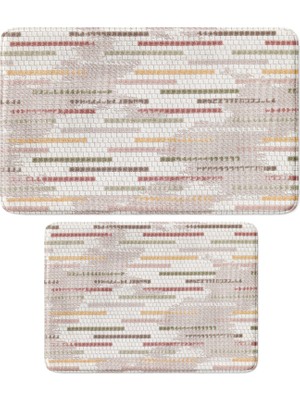 1001 Sevimli Tasarımlı Mikrofiber 2'li Takım Banyo Paspası, Kaymaz Taban, Makinede Yıkanabilir (40X6