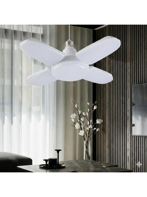 1001 30 Watt 4 Kollu Pervane LED Ampul, Katlanabilir Fan Tipi Tavan Lambası, 6500K Beyaz Işık, 3250 L�