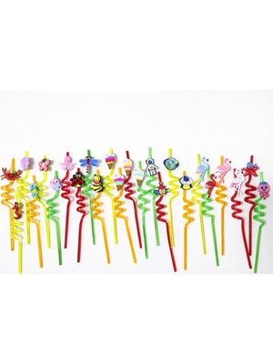 1001 Aksu Renkli Eğlence Pipetleri – 6’lı Karışık Paket (24 PIPET)(26CM)