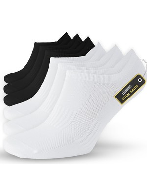 1001 6 Çift Uniseks Sneaker Kadın Erkek Çorap - Organik Pamuk Patik Spor Çorabı - Kısa Çorap Diki�