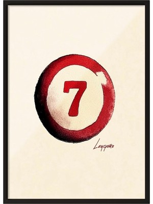 1001 Siyah Çerçeveli Duvar Tablosu Lucky Seven Ofis Dekoru, 30 x 40