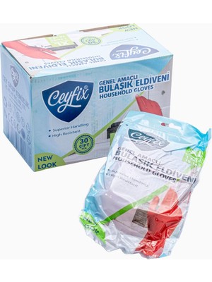 1001 Bulaşık Eldiven Kırmızı (L) (30 Adet) Kırmızı