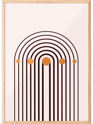 1001 Ahşap Çerçeveli Tablo Yarım Daire Deseni – Minimal Geometrik Salon Dekoru Poster 102326, 15 x