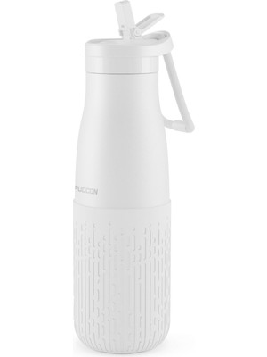 1001 Pipetli 500 ml Beyaz Paslanmaz Çelik Matara/suluk - Silikon Gövde (Yağmur) - 50013