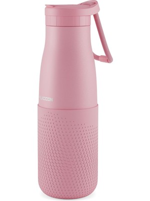 1001 Pembe 500 ml Çelik Okul Matarası - Silikon Gövdeli (Nokta) Çelik Termos - 50025