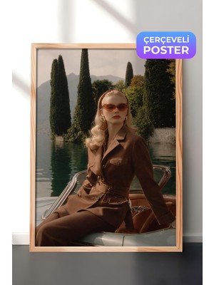1001 Ahşap Çerçeveli Duvar Tablosu Klasik Tekne Üzerinde Vintage Moda Salon Dekoru, 13 x 18