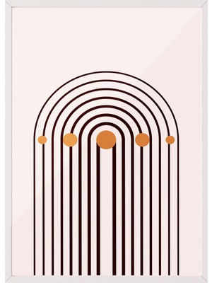 1001 Beyaz Çerçeveli Tablo Yarım Daire Deseni – Minimal Geometrik Salon Dekoru Poster 102326, 50 x 7