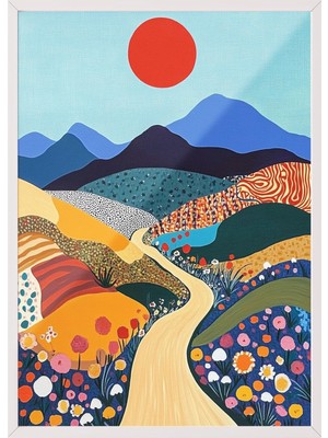 1001 Beyaz Çerçeveli Tablo Modern Soyut Manzara Ofis Dekoru Poster 105961, 70 x 100