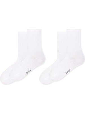 1001 Aksesuar Erkek 2'li Basic Spor Çorap, Pamuklu, Örme