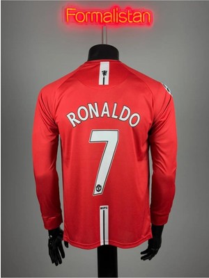 Candy Cup Manchester Unıted Cristiona Ronaldo Uzun Kol 2008 Moscow Ligi Kırmızı Yetişkin Forması Unisex H