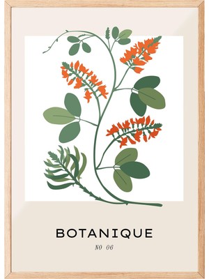 1001 Ahşap Çerçeveli Tablo Turuncu Çiçek ve Yapraklar – Botanik Salon Dekoru Poster 100789, 70 x 1