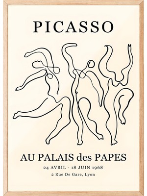 1001 Ahşap Çerçeveli Tablo Picasso Figürleri - Line Art Salon Dekoru Poster 101919, 15 x 21