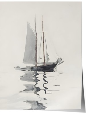 1001 Poster Minimal Yelkenli – Gri Tonlar Salon Dekoru, 10 x 15