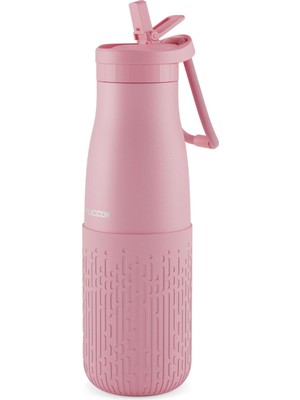 1001 Pipetli 500 ml Pembe Paslanmaz Çelik Matara/suluk - Silikon Gövde (Yağmur) - 50015