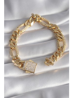 Evimdeyokyok Gold Renk Zirkon Taşlı Zincir Vıp Exclusive Seri Gurmet Model Kadın - TJ-BB5917