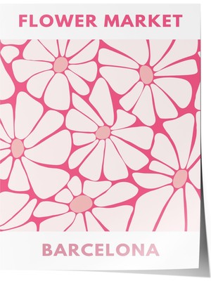 1001 Çerçevesiz Poster Pembe Çiçek Deseni – Flower Market Mutfak Dekoru Poster 101952, 15 x 21