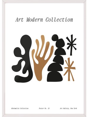 1001 Beyaz Çerçeveli Tablo Renkli Figürler – Soyut Modern Koleksiyon Ofis Dekoru Poster 101455, 15 x