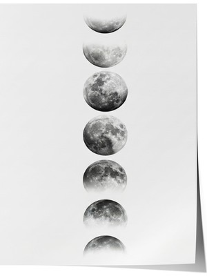 1001 Poster Ayın Evreleri Siyah Beyaz Salon Dekoru, 21 x 30